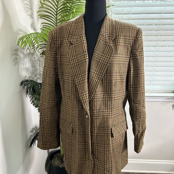 Bice Plaid Oversized Blazer Jacket • Size 14 • Dark Academia Western - Picture 2 of 8